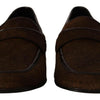 Dolce &amp; Gabbana Schuhe Kleid Loafers Braun Leder Slip Schuhe