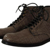 Dolce & Gabbana Gray Crocodile Leather Derby Boots