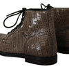 Dolce & Gabbana Gray Crocodile Leather Derby Boots
