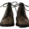 Dolce & Gabbana Gray Crocodile Leather Derby Boots