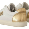 Dolce & Gabbana White Gold Leather Low Top Sneakers