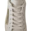 Dolce & Gabbana White Gold Leather Low Top Sneakers