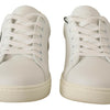 Dolce & Gabbana White Gold Leather Low Top Sneakers