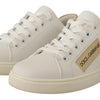 Dolce & Gabbana White Gold Leather Low Top Sneakers