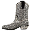 Dolce &amp; Gabbana Cowgirl-Stiefel aus schwarzem Wildleder mit Strass-Kristallen