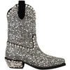 Dolce &amp; Gabbana Cowgirl-Stiefel aus schwarzem Wildleder mit Strass-Kristallen