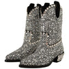 Dolce &amp; Gabbana Cowgirl-Stiefel aus schwarzem Wildleder mit Strass-Kristallen