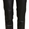 John Galliano Black Glittered Mid Waist Cotton Cropped Pants