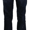 GF Ferre Dark Blue Washed Mid Waist Cotton Denim Straight Jeans