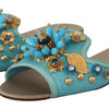 Dolce &amp; Gabbana Blaue Kristallsandalen aus exotischem Leder mit blauen Kristallen
