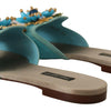 Dolce &amp; Gabbana Blaue Kristallsandalen aus exotischem Leder mit blauen Kristallen