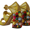 Dolce & Gabbana Yellow Leather Crystal Ayers Sandals Shoes