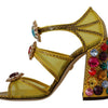 Dolce & Gabbana Yellow Leather Crystal Ayers Sandals Shoes