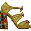 Dolce & Gabbana Yellow Leather Crystal Ayers Sandals Shoes