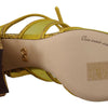 Dolce & Gabbana Yellow Leather Crystal Ayers Sandals Shoes