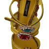 Dolce & Gabbana Yellow Leather Crystal Ayers Sandals Shoes