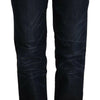 Ermanno Scervino Dark Blue Mid Waist Cotton Denim Straight Jeans