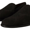 Dolce & Gabbana Black Floral Brocade Slippers Loafers Shoes