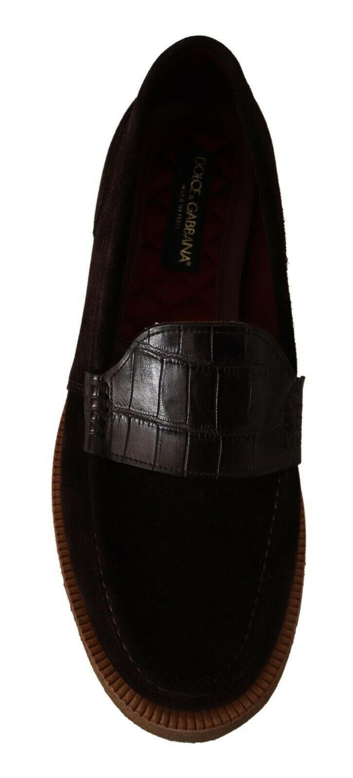 Mocassins élégants en daim et crocodile Dolce &amp; Gabbana marron