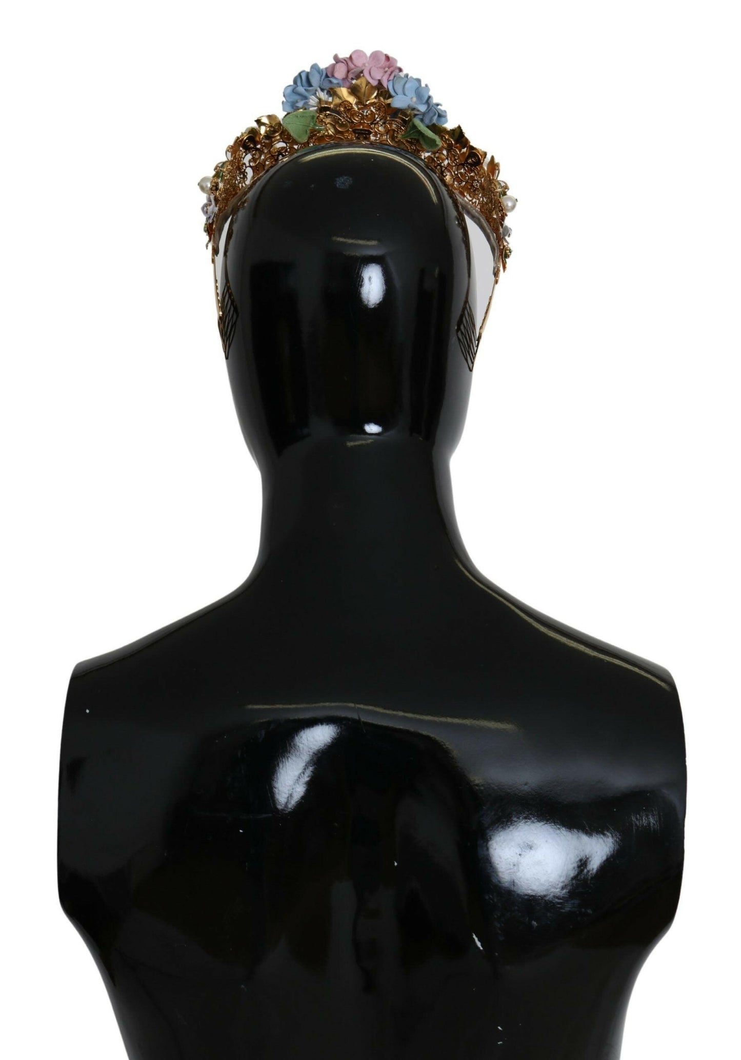 Dolce & Gabbana Gold Crystal Purple Hortensia Headband Crown Diadem