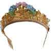 Dolce & Gabbana Gold Crystal Purple Hortensia Headband Crown Diadem