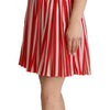Dolce & Gabbana Red White Stripes Silk Mini A-line Dress