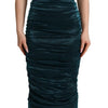 Dolce & Gabbana Turquoise Bustier Bodice Draped Midi Dress