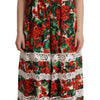 Dolce & Gabbana Multicolor Geranium Print Lace Long Maxi Dress