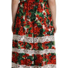 Dolce & Gabbana Multicolor Geranium Print Lace Long Maxi Dress