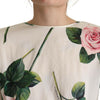 Dolce & Gabbana White Rose Print Long Sleeves A-line Dress
