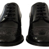 Dolce & Gabbana Black Leather Wingtip Mens Formal Derby Shoes