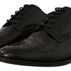 Dolce & Gabbana Black Leather Wingtip Mens Formal Derby Shoes