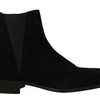 Dolce & Gabbana Black Suede Leather Chelsea Mens Boots Shoes