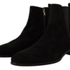 Dolce & Gabbana Black Suede Leather Chelsea Mens Boots Shoes