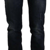 GF Ferre Dark Blue Washed Mid Waist Cotton Denim Skinny Jeans