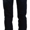 GF Ferre Dark Blue Washed Mid Waist Cotton Denim Skinny Jeans