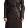 Dolce & Gabbana Dark Brown Leather Long Sleeves Belted Jacket