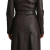 Dolce & Gabbana Dark Brown Leather Long Sleeves Belted Jacket