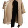 Dolce & Gabbana Beige Cashmere Wool Faux Fur Coat Jacket