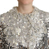 Dolce &amp; Gabbana Chic Veste Manteau à Paillettes Argentées