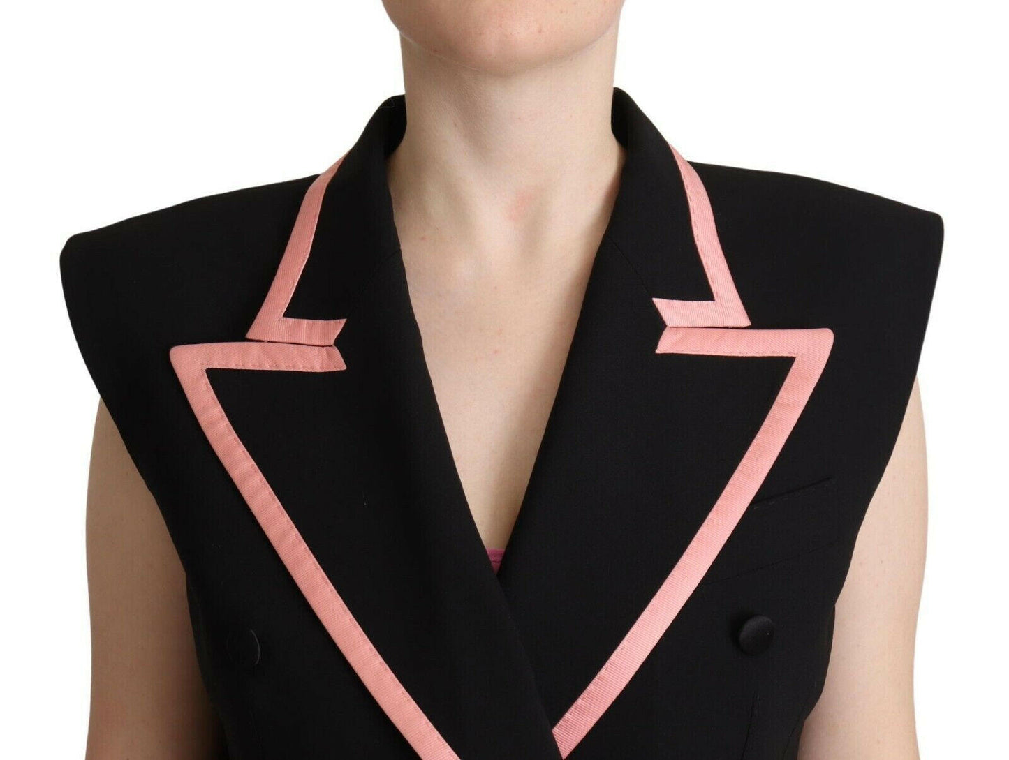 Dolce &amp; Gabbana Schwarzes ärmelloses Jumpsuit-Kleid aus Wollmischung