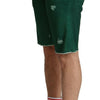 Dolce & Gabbana Green Tattered Cotton Men Denim Bermuda Shorts