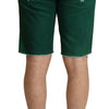 Dolce & Gabbana Green Tattered Cotton Men Denim Bermuda Shorts