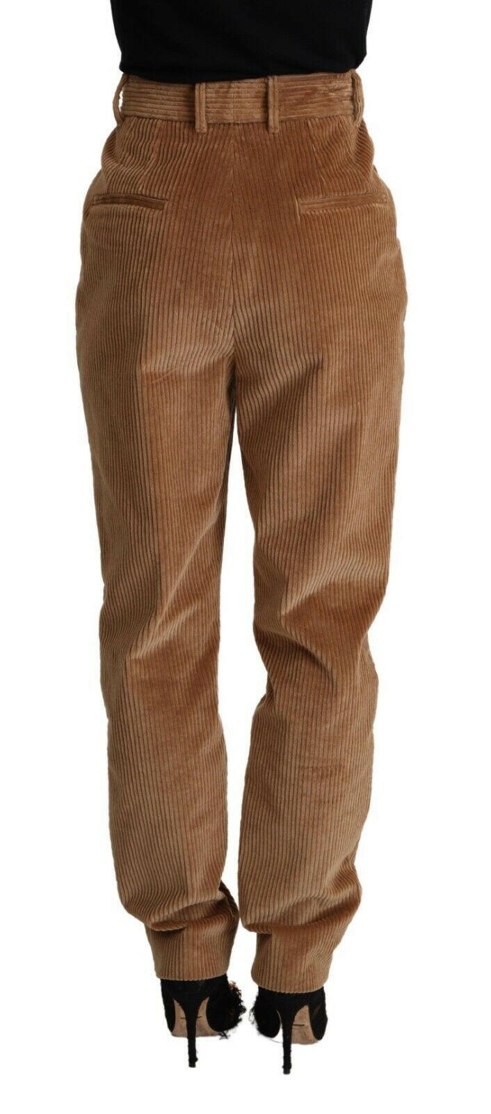 Dolce & Gabbana Brown Cotton Corduroy High Waist Skinny Pants
