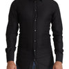 Dolce & Gabbana Black GOLD Cotton Slim Dress Formal Shirt