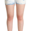 Dolce & Gabbana White Blue Dye Cotton Mid Waist Denim Shorts