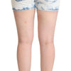 Dolce & Gabbana White Blue Dye Cotton Mid Waist Denim Shorts