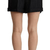 Dolce & Gabbana Black Stripes Wool High Waist Trouser Bermuda Shorts