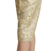 Dolce & Gabbana Beige Floral Brocade High Waist Trouser Cropped Pants