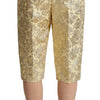 Dolce & Gabbana Beige Floral Brocade High Waist Trouser Cropped Pants
